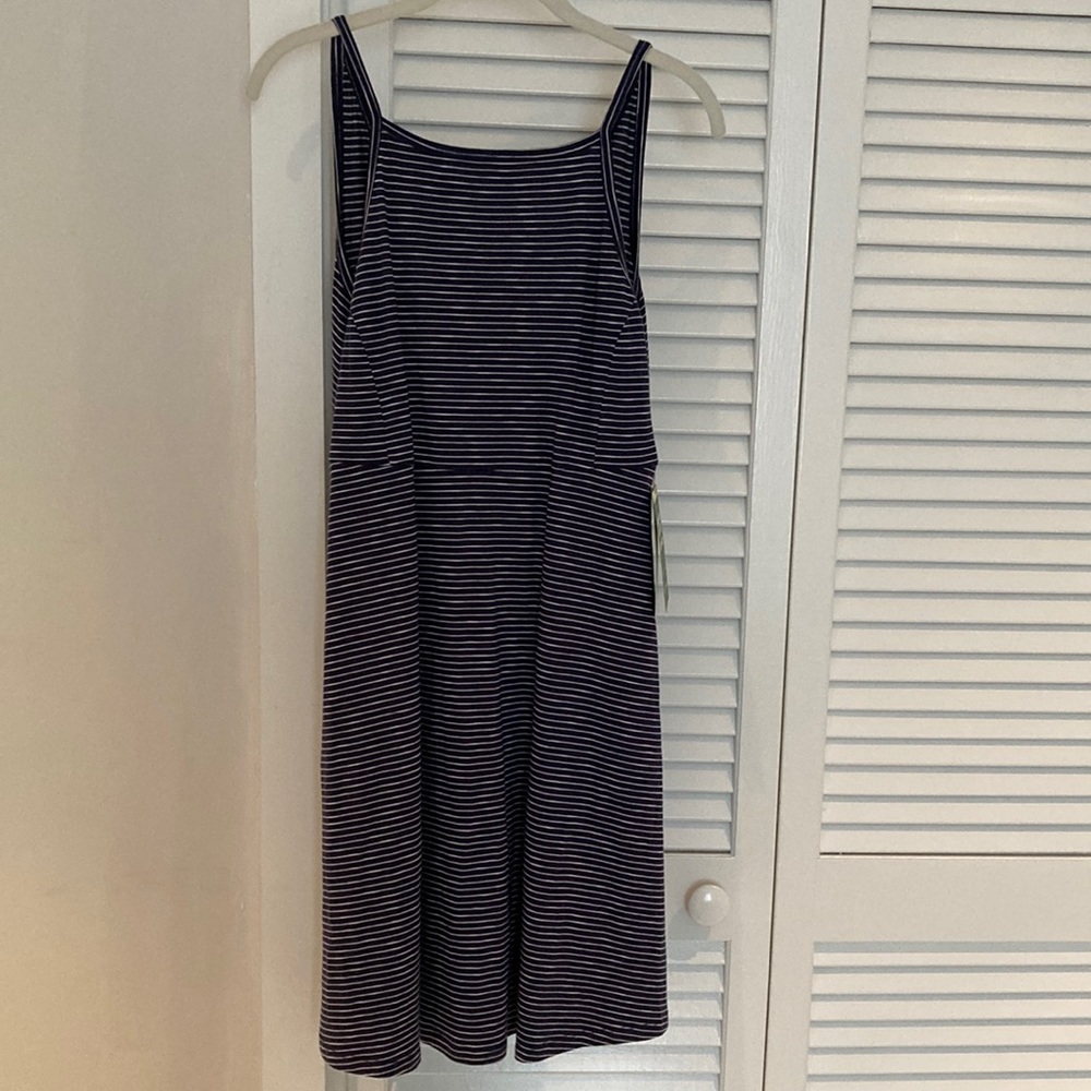 Toad&Co Samba Corfu Dress, deep navy mini stripe